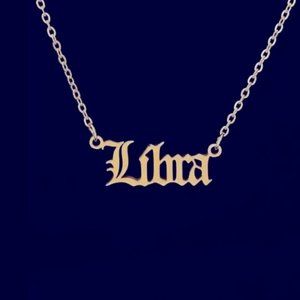 12 Astrological Letter Pendants Gold Necklace 925